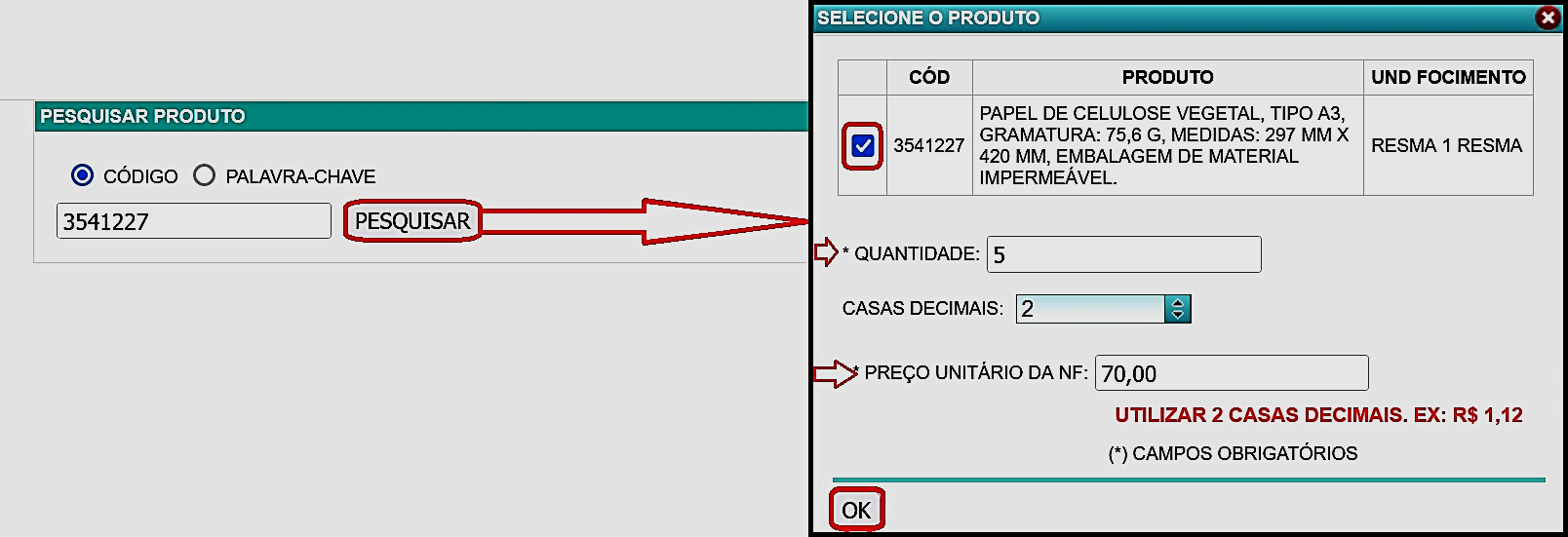 Fig. 19 – Pesquisa e adição de itens/bens