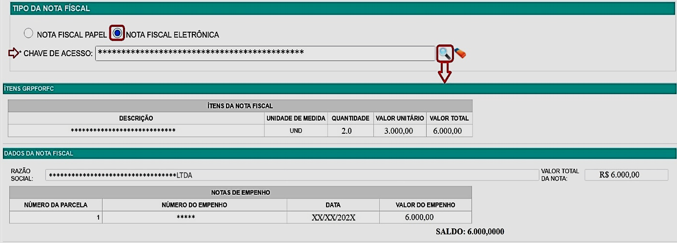Fig. 22.3 – Campos específicos para compra com empenho e demanda judicial