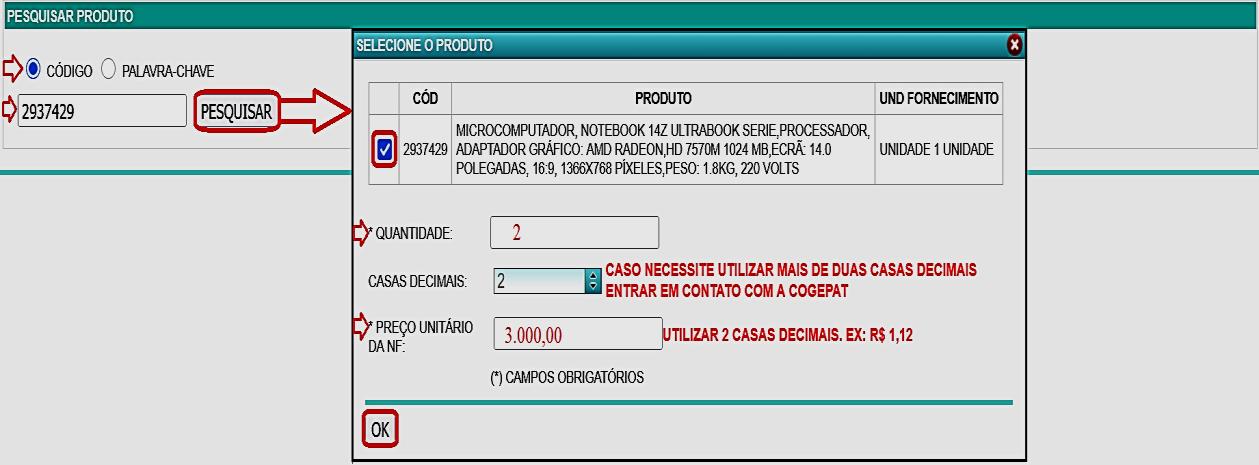 Fig. 22.4 – Pesquisa e inserção de itens/bens