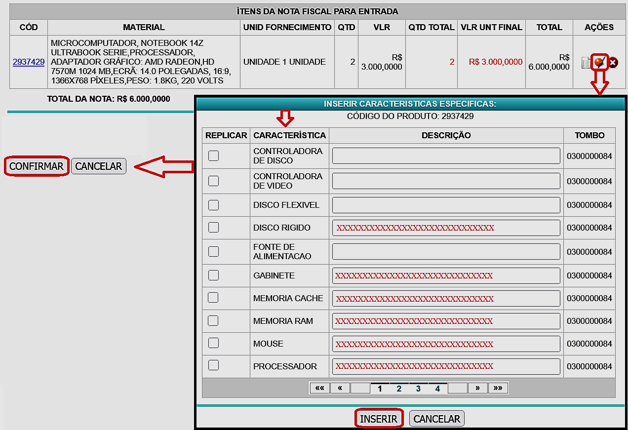 Fig. 22.6 – Inserção de características específicas do bem