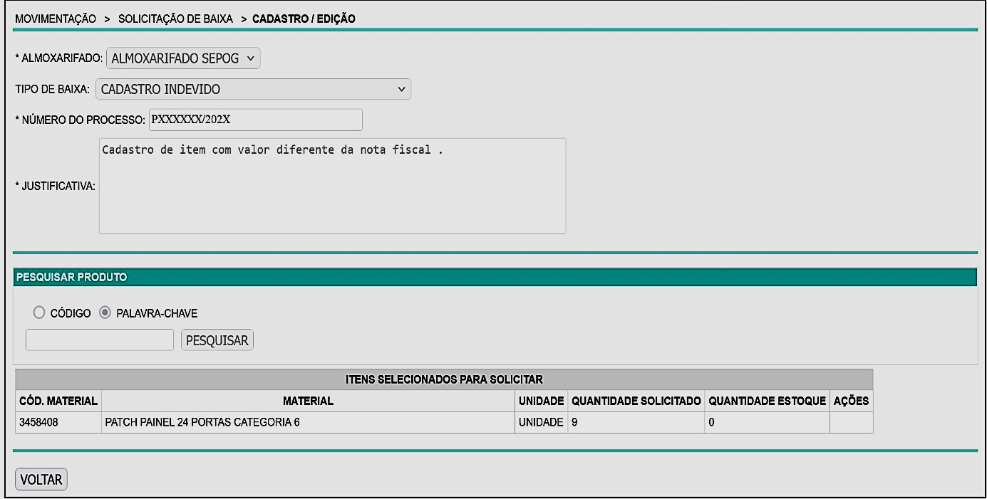 Fig. 25 – Contin. Tela de consulta de solicitação de baixa