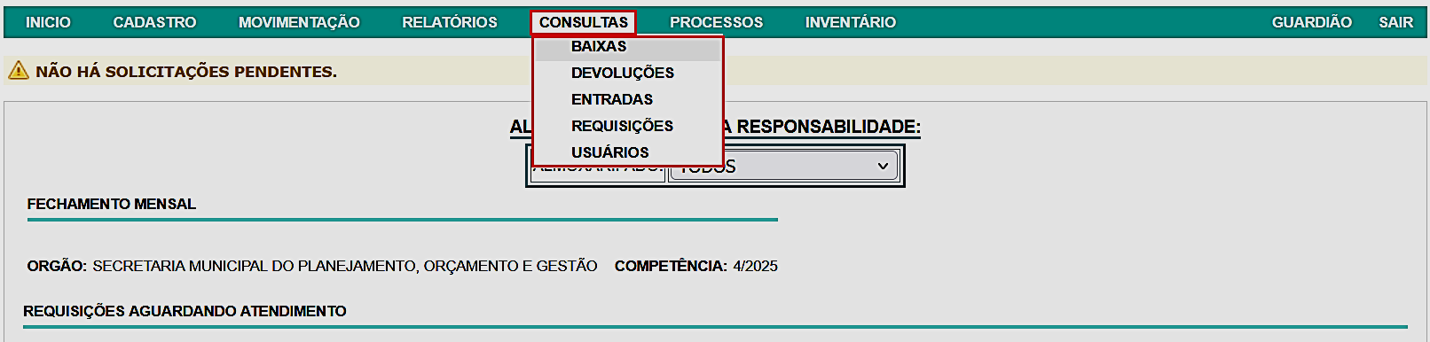Fig. 52 - Interface do módulo consultas