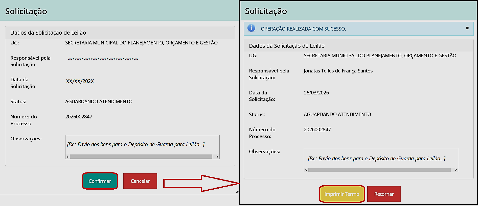 Fig. 19.1 – Contin. Confirmação e emissão do termo