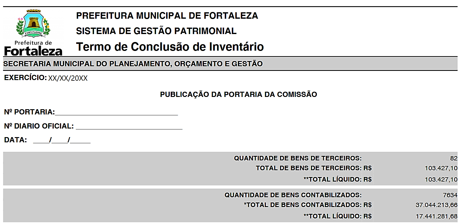 Fig. 40.1 – Modelo do termo de conclusão de inventário