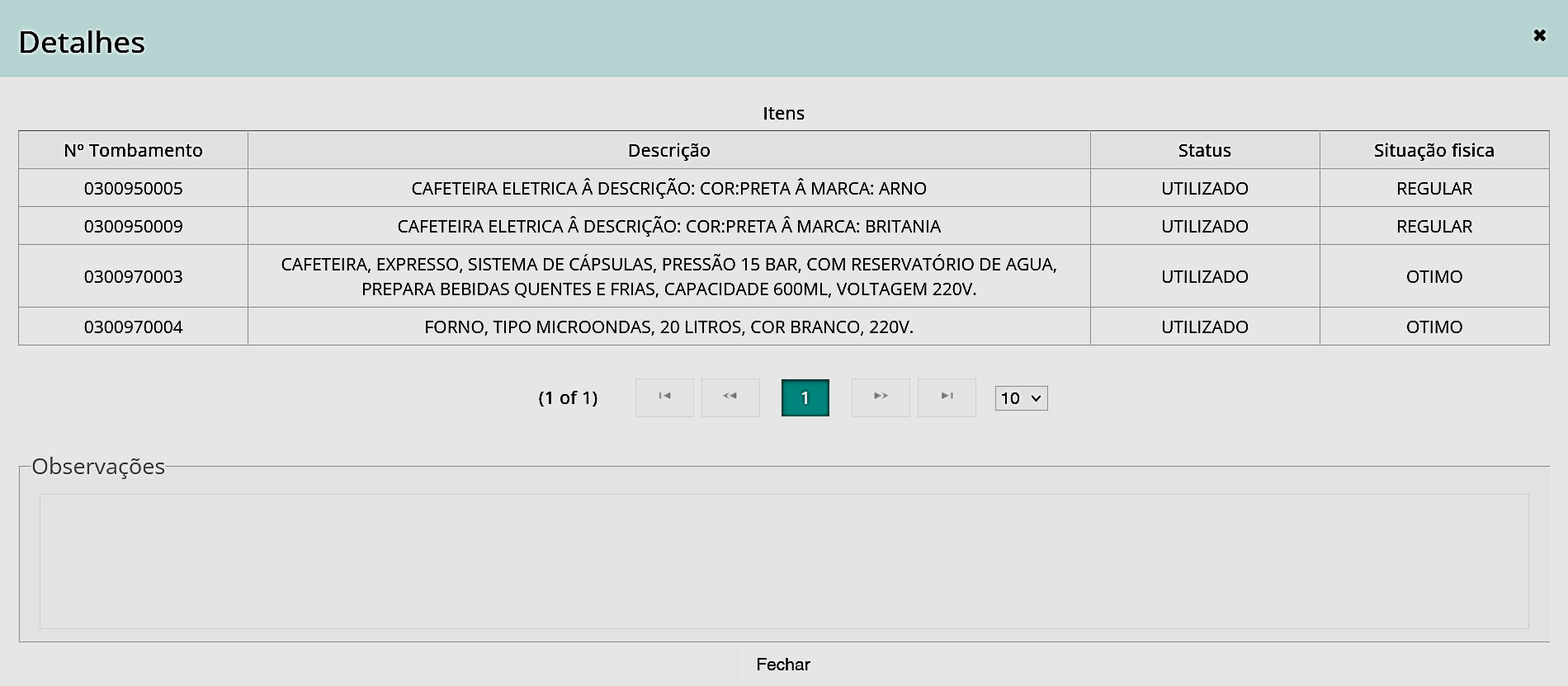 Fig. 41.1 – Detalhes da lista de bens baixados