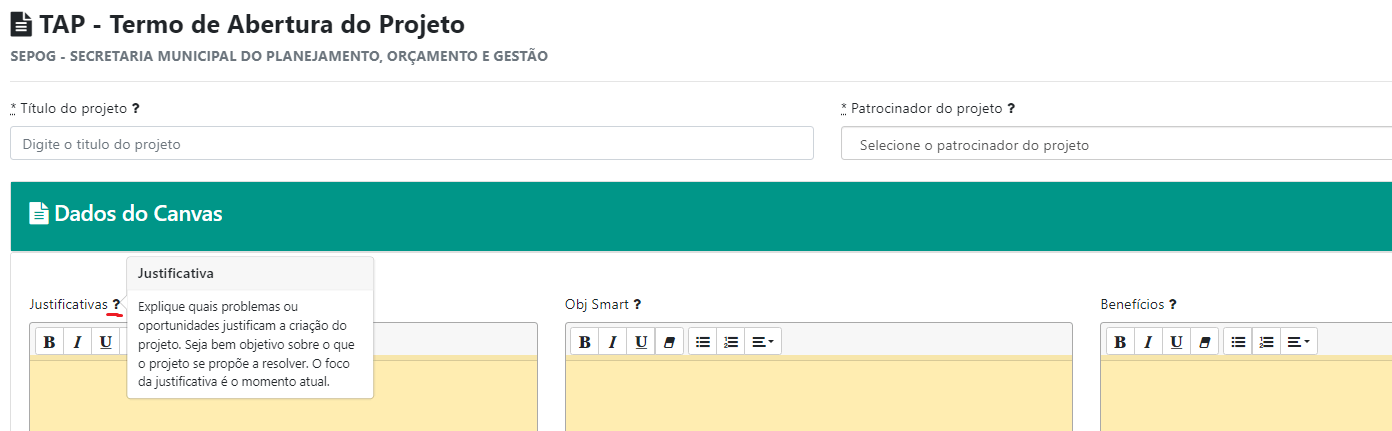 Como cadastrar um projeto?