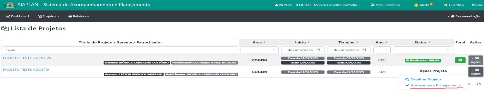 Como o Patrocinador deve aprovar ou devolver o CANVAS?