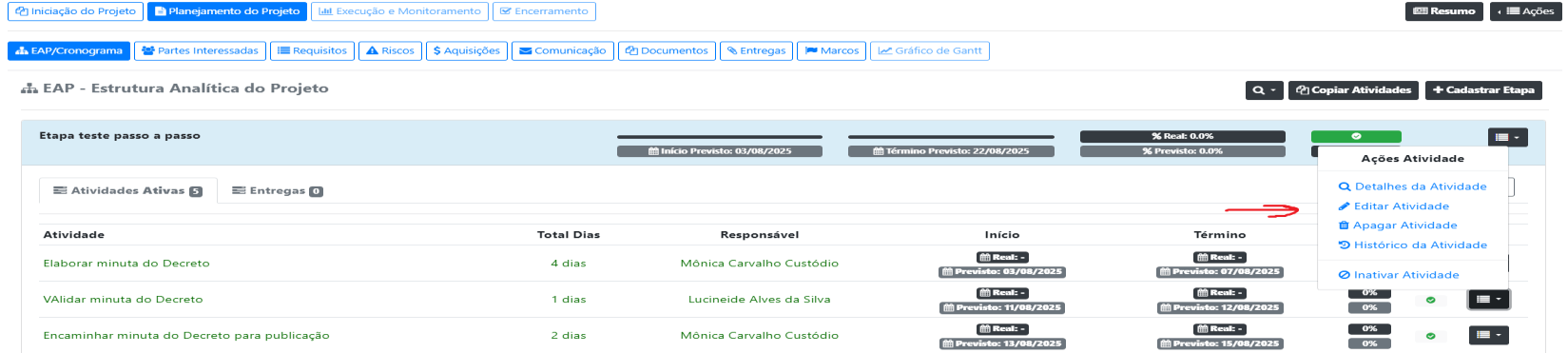 Como definir atividades predecessoras?
