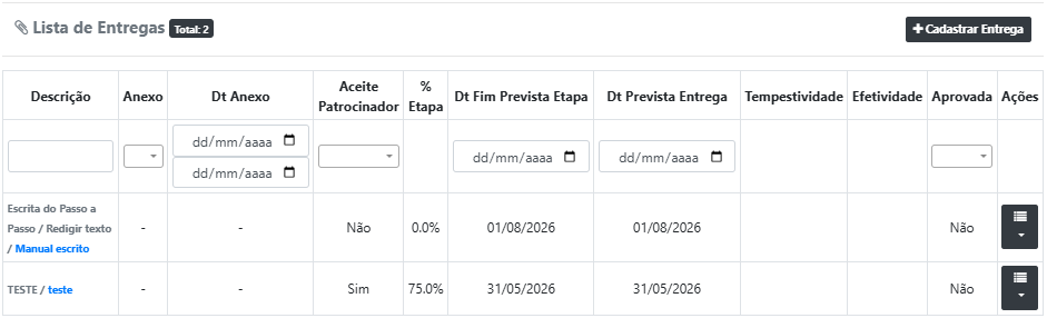 Como acompanhar Entregas, Marcos e Cronograma?