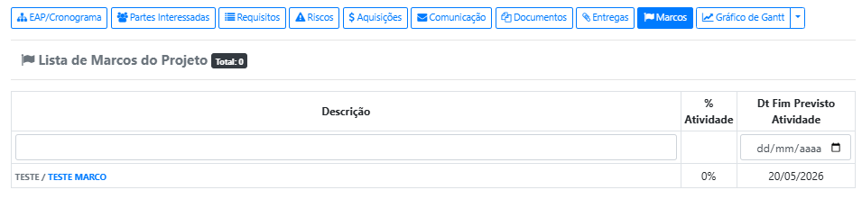Como acompanhar Entregas, Marcos e Cronograma?
