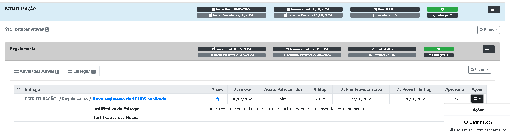 Como anexar entregas do projeto?