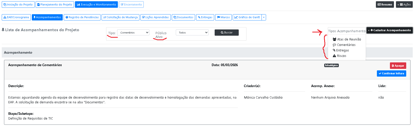 Como cadastrar acompanhamentos?
