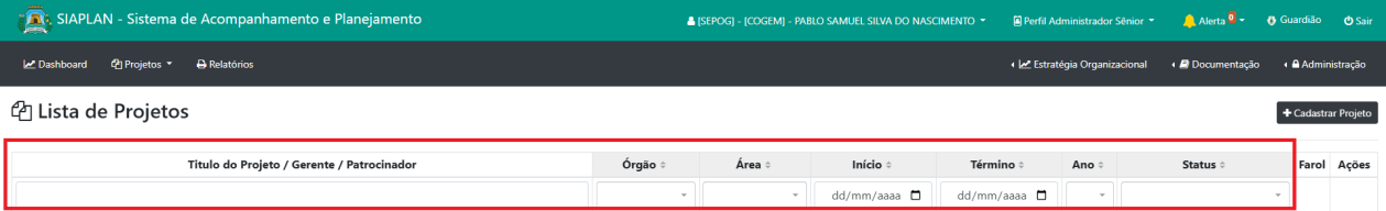 Como localizar um projeto?