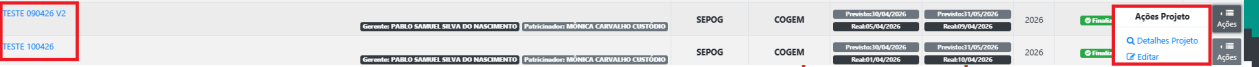 Como localizar um projeto?
