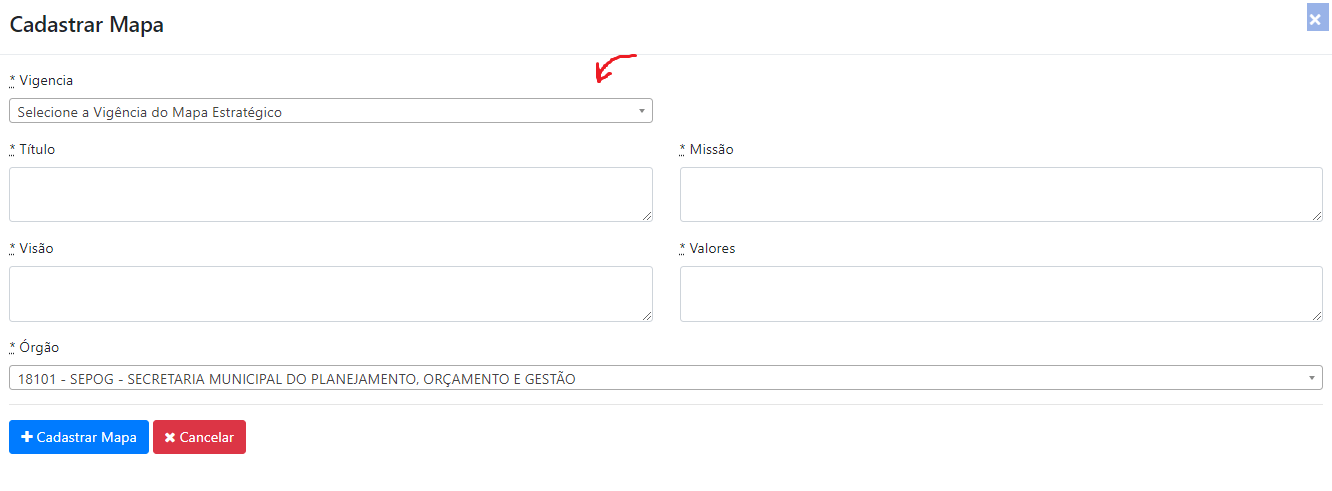 Como cadastrar o Mapa Estratégico?