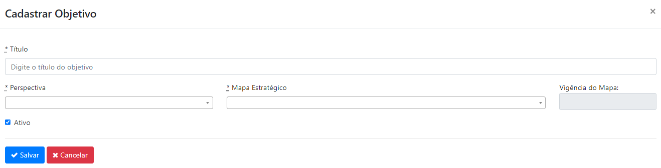 Como cadastrar Objetivos Estratégicos?