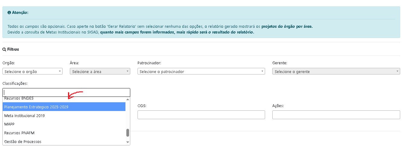 Relatório Geral de Projetos