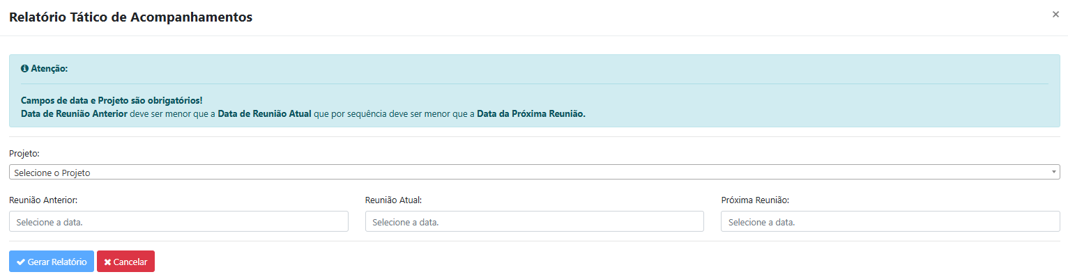 Relatório de Acompanhamento de Projetos