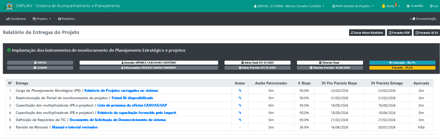 Relatório de Entregas do Projeto